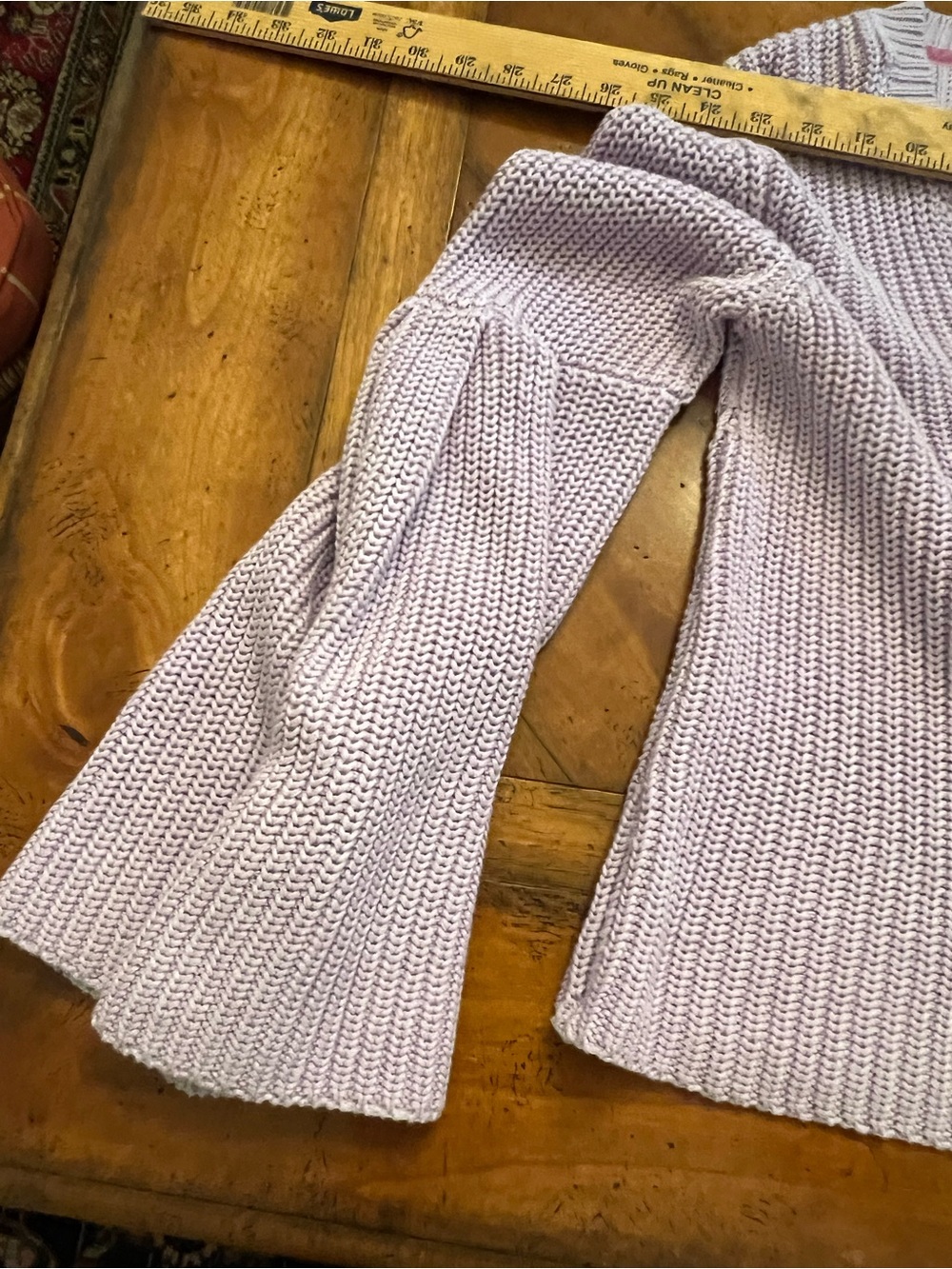 Free People Lavender V-Neck Bell Sleeve Knit Sweater - Picture 5 of 7